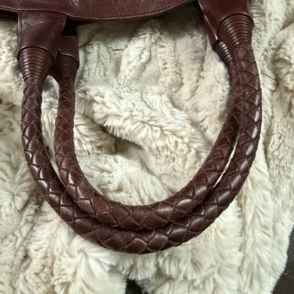 Liebeskind Berlin Brown Leather Satchel Bag Braided Straps - Picture 7 of 12